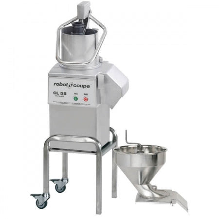 Robot Coupe Vegetable Preparation Machine Pusher Feed-Head assembly 400V/50Hz/3ph 1.1kW 375&750 rpm Load capacity 4.5lt  includes Stainless steel mobile stand equipped with 2 wheels Dim:700x359x1100 (LxDxH)mm