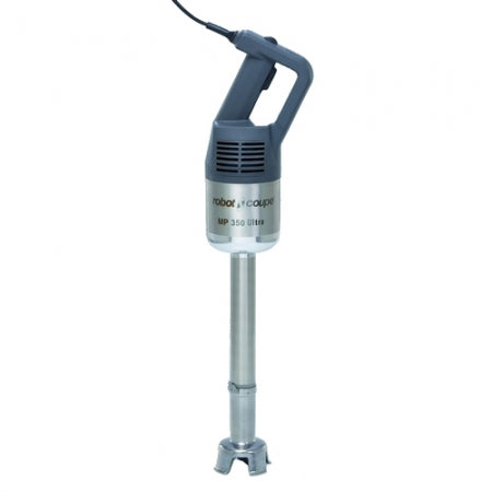 Hand Blender/ Power Mixer (Ref# 34801) w/ Removable foot and blade, a Robot Coupe exclusive patented system. Delivered with 1 stainless steel wall support. One speed 9500 rpm, Power 440 Watts, 230V/50/1 UK plug. Tube length 350Mm. Total length 725Mm, Ã?
