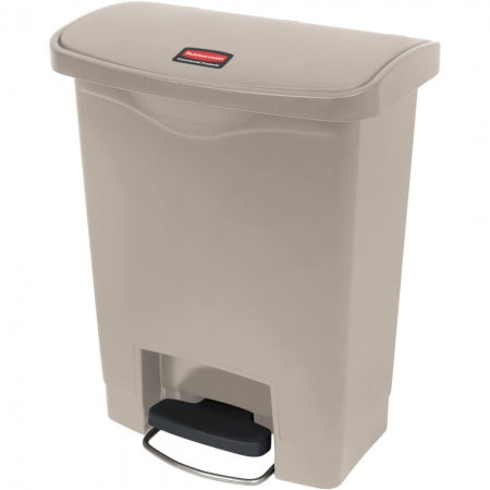 Rubbermaid 8 Gallon Slim Jim Resin Beige Front Step-On Trash Can