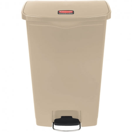 Rubbermaid 18 Gallon Rectangle Plastic Step Trash Can 19.67"L x 12.23"W x 31.61"H Beige