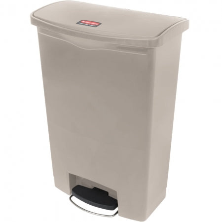 Rubbermaid 24 Gallon Slim Jim Resin Beige Front Step-On Trash Can Built-In Wheels