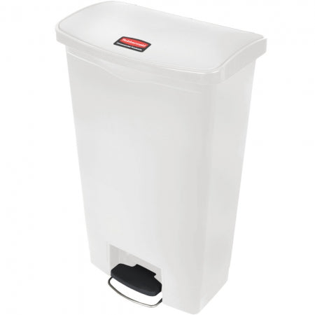 Rubbermaid 18 Gallon Rectangle Plastic Step Trash Can 19.67"L x 12.23"W x 31.61"H White