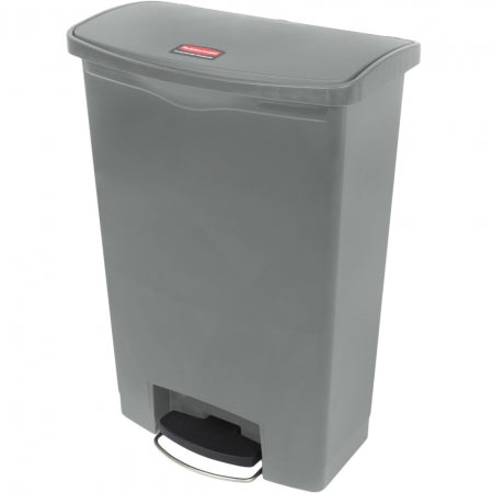 Rubbermaid 24 Gallon Slim Jim Resin Gray Front Step-On Trash Can with Built-In Wheels