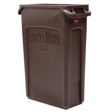 Rubbermaid 23 Gallon Rectangle Slim Trash Can 22"L x 11"W x 30"H Brown