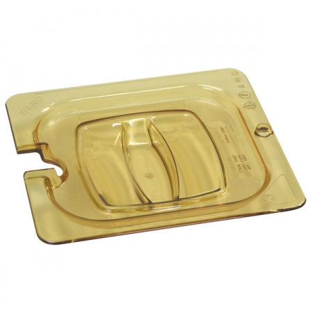 Rubbermaid Hot Food Pan Cover Notched 1/6 Size Amber
