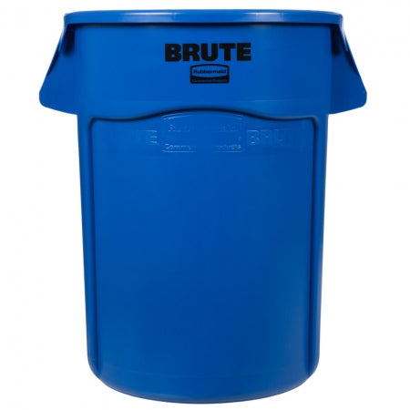 Rubbermaid Brute 44 Gallon Trash Can Multiple Material Recycle Bin Blue Indoor/Outdoor