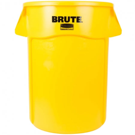 Rubbermaid 44 Gallon Brute Trash Can Plastic Round Yellow Food Rated