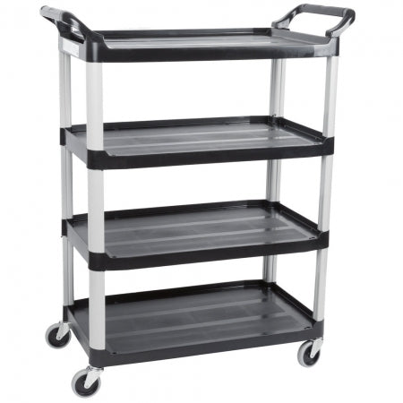 Rubbermaid 4 Level Polymer Utility Cart w/ 300 lb Capacity Raised Ledges
