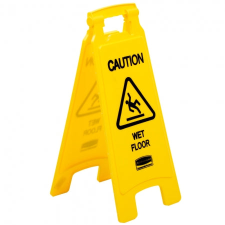 Rubbermaid 25" Double Sided Wet Floor Sign - "Caution Wet Floor" Yellow
