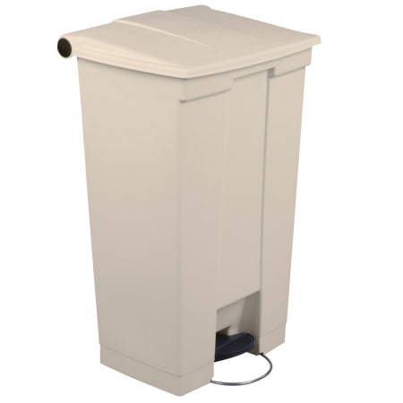 Rubbermaid 23 Gallon Rectangle Plastic Mobile Step Trash Can Beige
