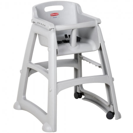 Rubbermaid 29.75" Stackable High Chair w/ Waist Strap & Casters Plastic Platinum