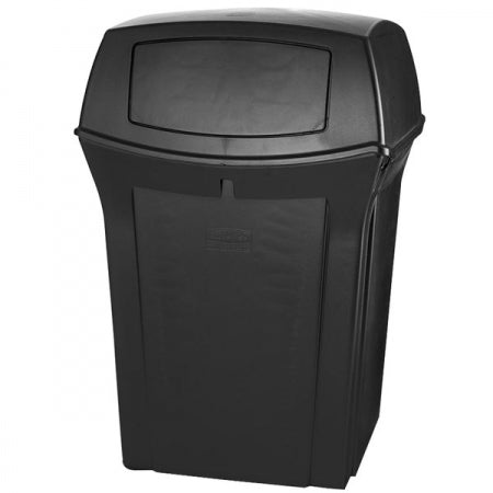 Rubbermaid 45 Gallon 2 doors Outdoor Decorative Trash Can Plastic Black
