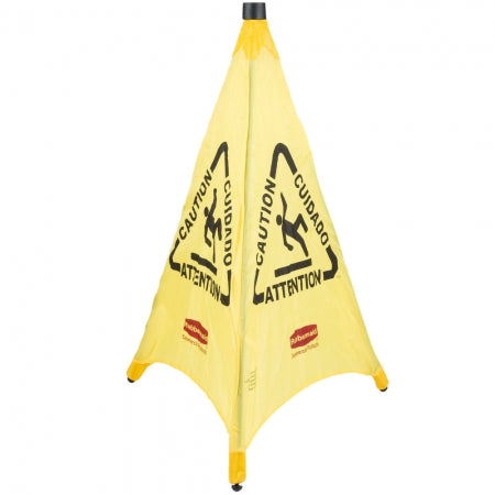 Rubbermaid 30" Wet Floor Safety Cone Bilingual - Pop-Up, Yellow