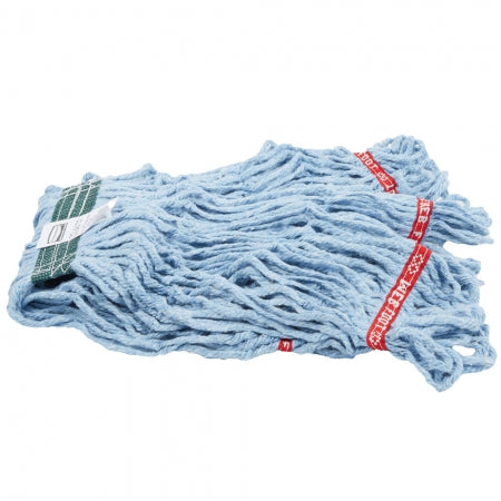 Rubbermaid Medium Wet Mop Head - 1" Headband 4 Ply Cotton/Synthetic Blend Blue