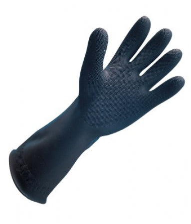 San Jamar Heavy Duty Rubber Glove 17 " - Black w/Orange Interior