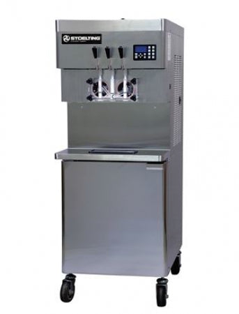 Stoelting Pressurized Twin Twist Floor Model Soft Serve Machine Water Cooling 220-240V/50Hz/3ph 19,000 Btu Compressor Dimensions (W x H x D)26 3/4" (67.9 cm) x 67 1/2" (171.5 cm) x 39 1/2" (100.3 cm)