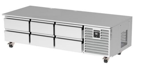 6 Drawers Under Broiler Counters Chiller, with Extended Top, Right Side Compressor - 60Hz
