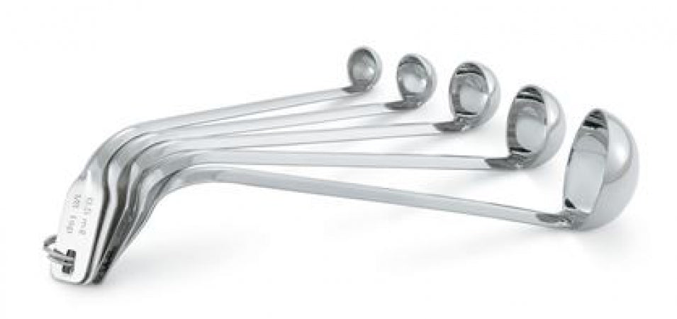 Vollrath Spoon Ladle Measuring Set 5 Piece S/S, Capacities (ML) 1/8 Tsp (.5), 1/4 Tsp (1), 1/2 Tsp (2.5), 1 Tsp (5), 1 Tbsp (15)