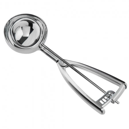 Vollrath #8 Round Stainless Steel Squeeze Handle Disher- 4 Oz.