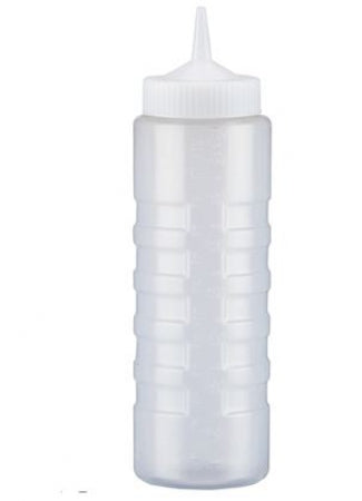 Vollrath Traex Squeeze Bottle Wide Mouth Dispenser With Closeable Cap, 24 Oz, Clear