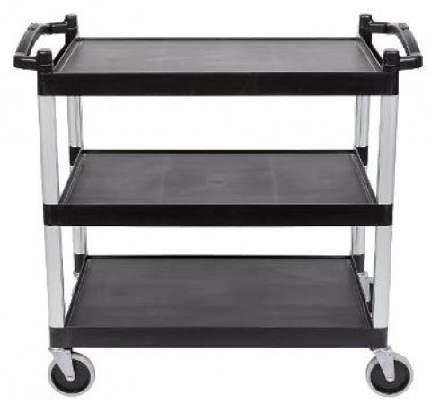 Cambro Black Three Shelf Utility Cart (Unassembled) - 40" x 21 1/4" x 37 1/2"