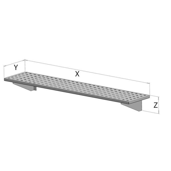 FP 060-01-030 Gasztrometál stainless steel, perforated single wall shelf