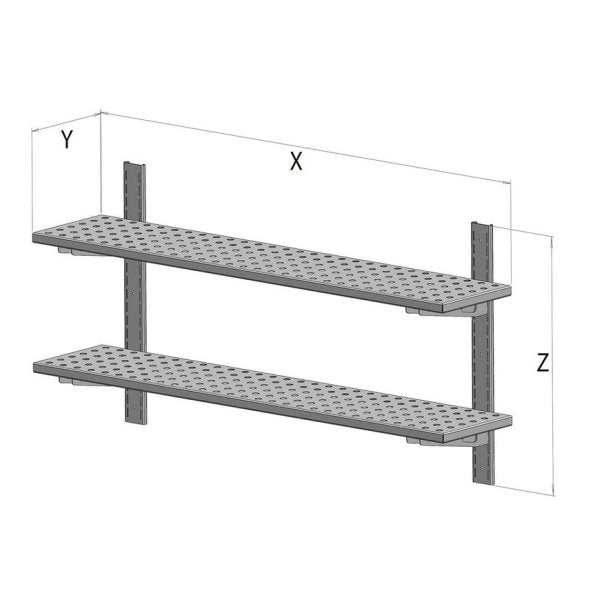FP2 080-01-030 Gasztrometál stainless steel, perforated double wall shelf