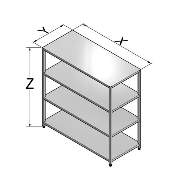 81 T 125 Gasztrometál stainless steel storage rack, 4 shelves