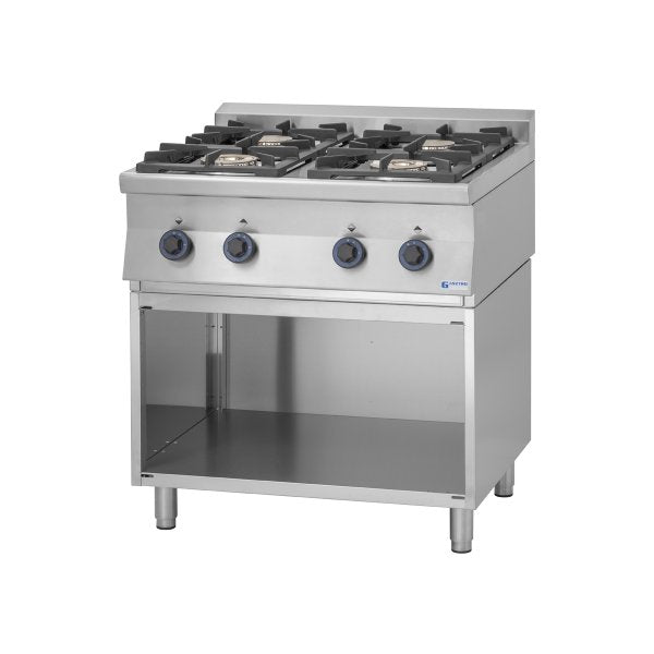 GT4.78S Gasztrometál gas stove with 4 burners, 3 sides closed cabinet