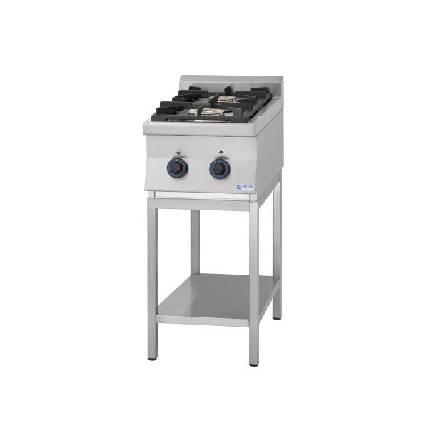 GT2.94SE Gasztrometál gas stove with 2 burners, opened cabinet