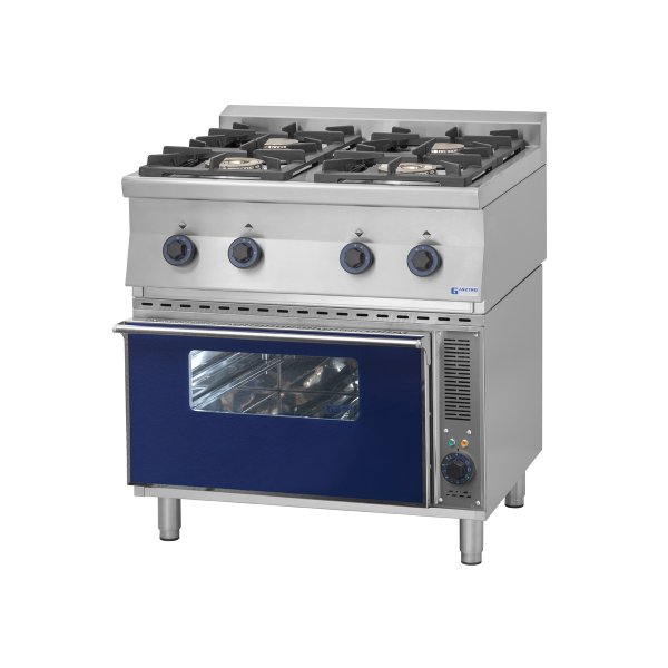 GT4.98GES Gasztrometál gas stove with 4 burners, GN 2/1 electric static oven