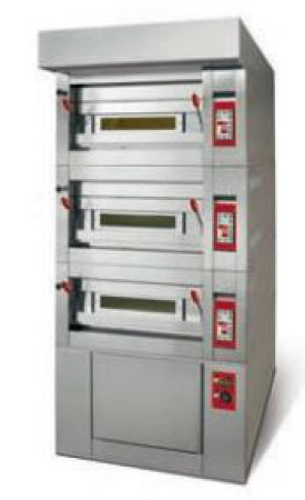 MACPAN Modular Electric Ovens 3 decks 2 Trays 40X60 Electric Power 6Kw Temperature 0 - 400 Â°C 415V/50Hz/3Ph complete with Suction Hood, 3 steamers and stailess steel stand